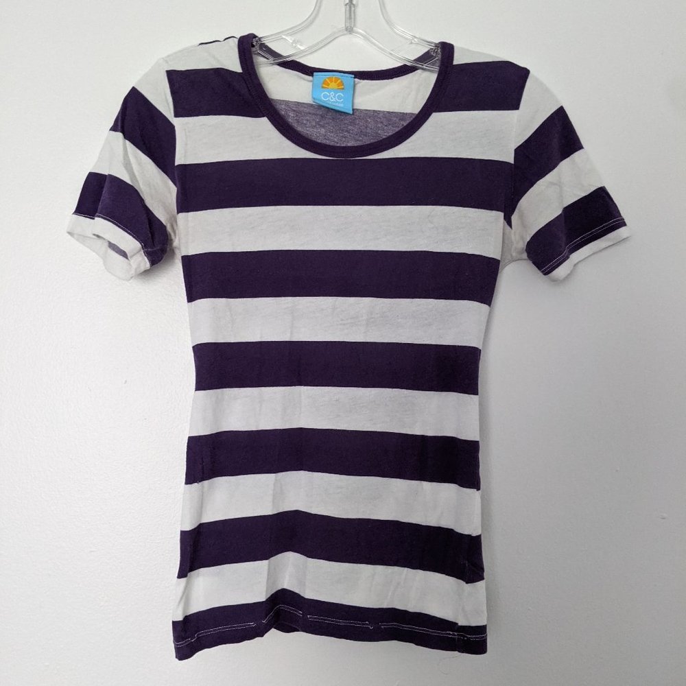 Purple and White Striped C&C California T-Shirt
